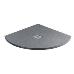 MX Minerals 800 x 800mm Ash Grey Slate Effect Quadrant Shower Tray