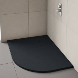 Merlyn Truestone 1000 x 800mm Right Hand Offset Quadrant Tray Pure Black