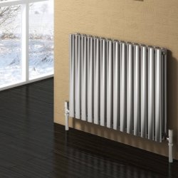 Reina Nerox Horizontal Brushed Stainless Steel Single Designer Radiator 600 x 1180mm