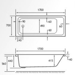 Beaufort Portland SE 1700 x 700mm Reinforced Bath