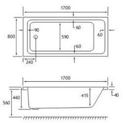 Beaufort Portland SE 1700 x 800mm 5mm Bath