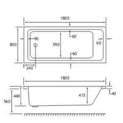 Beaufort? Portland SE 1800 x 800mm Reinforced Bath