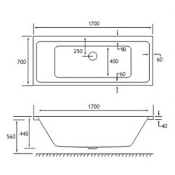 Beaufort Portland DE 1700 x 700mm Reinforced Bath