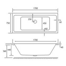 Beaufort Portland DE 1700 x 750mm 5mm Bath