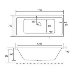 Beaufort? Portland DE 1700 x 750mm Reinforced Bath