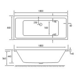 Beaufort Portland DE 1800 x 800mm Reinforced Bath