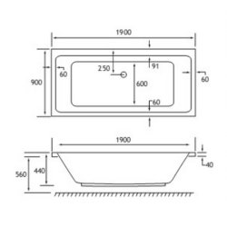 Beaufort Portland DE 1900 x 900mm 5mm Bath