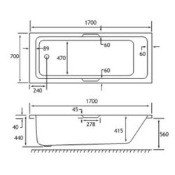 Beaufort? Portland SE 1700 x 700mm Reinforced Twin Grip Bath