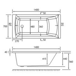 Beaufort Rockall SE 1400 x 700mm Reinforced Bath