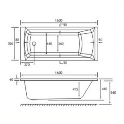 Beaufort Rockall SE 1600 x 700mm 5mm Bath