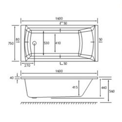 Beaufort Rockall SE 1600 x 750mm 5mm Bath