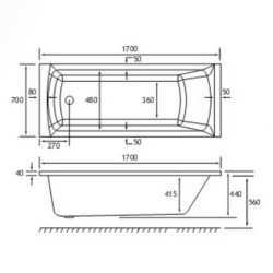 Beaufort Rockall SE 1700 x 700mm 5mm Bath