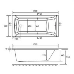 Beaufort Rockall SE 1500 x 700mm Reinforced Bath