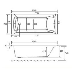 Beaufort Rockall SE 1600 x 700mm Reinforced Bath