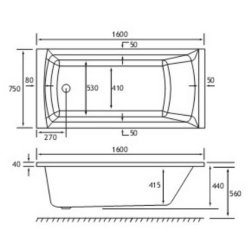 Beaufort Rockall SE 1600 x 750mm Reinforced Bath