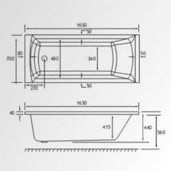 Beaufort Rockall SE 1650 x 700mm Reinforced Bath