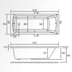 Beaufort Rockall SE 1675 x 700mm Reinforced Bath