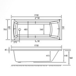 Beaufort Rockall SE 1700 x 700mm Reinforced Bath