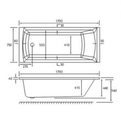 Beaufort Rockall SE 1700 x 750mm Reinforced Bath