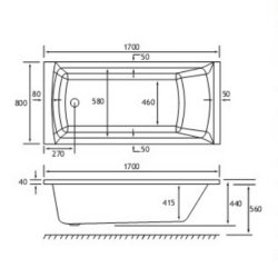 Beaufort Rockall SE 1700 x 800mm Reinforced Bath