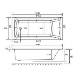 Beaufort Rockall SE 1800 x 800mm Reinforced Bath