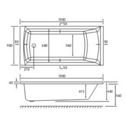 Beaufort Rockall SE 1900 x 900mm Reinforced Bath