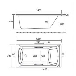 Beaufort Rockall SE 1700 x 750mm 5mm Twin Grip Bath