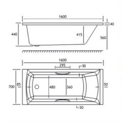 Beaufort Rockall SE 1600 x 700mm 5mm Twin Grip Bath