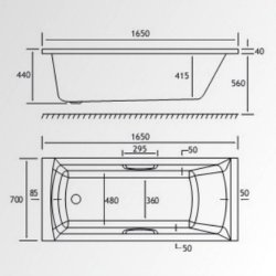 Beaufort Rockall SE 1650 x 700mm 5mm Twin Grip Bath