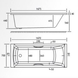 Beaufort Rockall SE 1675 x 700mm 5mm Twin Grip Bath