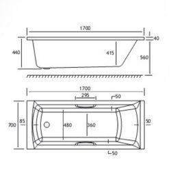 Beaufort Rockall SE 1700 x 700mm 5mm Twin Grip Bath