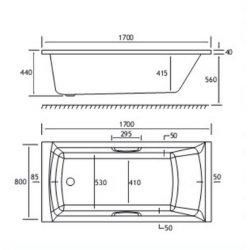 Beaufort Rockall SE 1700 x 800mm 5mm Twin Grip Bath