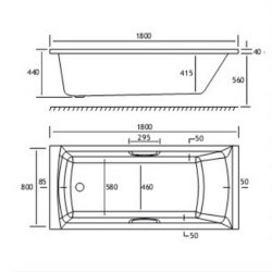 Beaufort Rockall SE 1800 x 800mm 5mm Twin Grip Bath