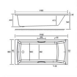 Beaufort Rockall SE 1900 x 900mm 5mm Twin Grip Bath