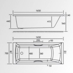 Beaufort Rockall SE 1650 x 700mm Reinforced Twin Grip Bath