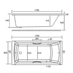 Beaufort Rockall SE 1700 x 800mm Reinforced Twin Grip Bath