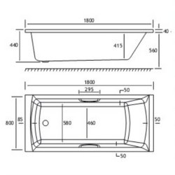 Beaufort Rockall SE 1800 x 800mm Reinforced Twin Grip Bath