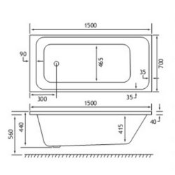 Beaufort Malin SE 1500 x 700mm Reinforced Bath