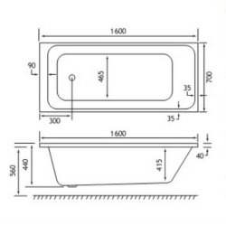 Beaufort Malin SE 1600 x 700mm 5mm Bath