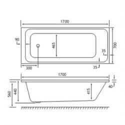 Beaufort Malin SE 1700 x 700mm 5mm Bath