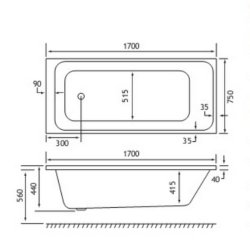 Beaufort Malin SE 1700 x 750mm 5mm Bath