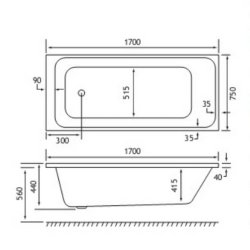 Beaufort Malin SE 1700 x 750mm Reinforced Bath