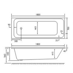 Beaufort Malin SE 1800 x 700mm Reinforced Bath