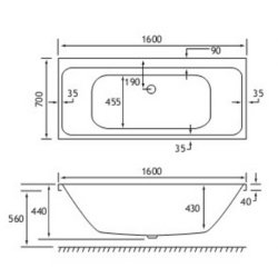 Beaufort Malin DE 1600 x 700mm 5mm Bath