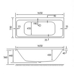 Beaufort Malin DE 1650 x 700mm 5mm Bath