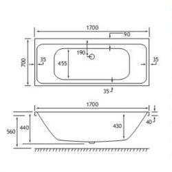 Beaufort Malin DE 1700 x 700mm 5mm Bath