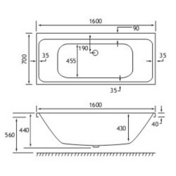 Beaufort Malin DE 1600 x 700mm Reinforced Bath