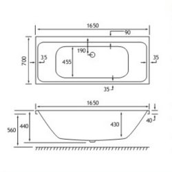 Beaufort Malin DE 1650 x 700mm Reinforced Bath