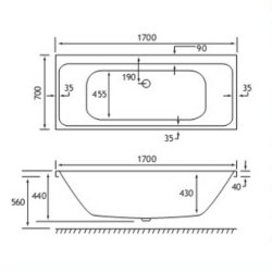 Beaufort Malin DE 1700 x 700mm Reinforced Bath