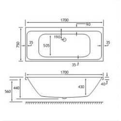 Beaufort Malin DE 1700 x 750mm Reinforced Bath